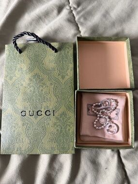 Gucci Silver Logo Charm Bead Bracelet